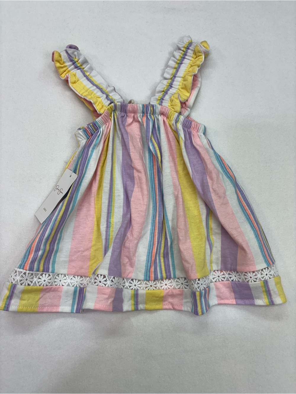 Jessica Simpson Pastel Rainbow Stripe Ruffle Dress